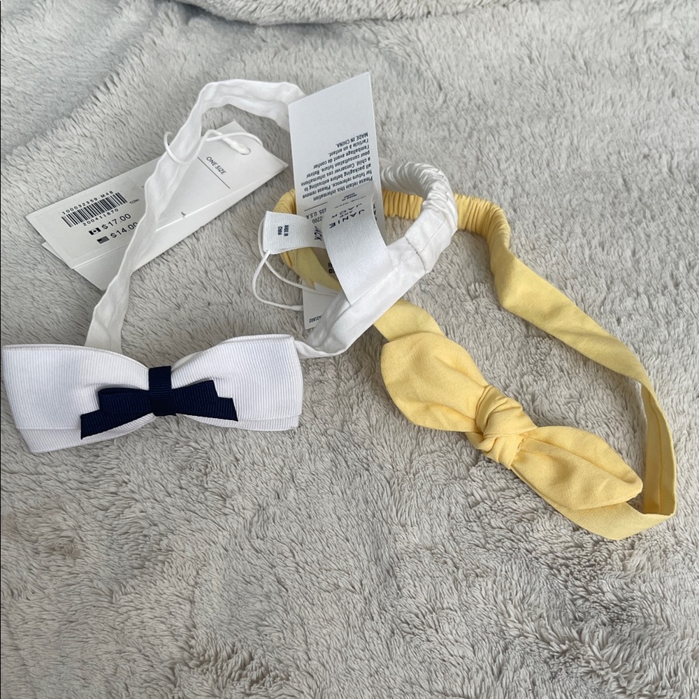Janie and Jack White and Yellow Bow Headband Set